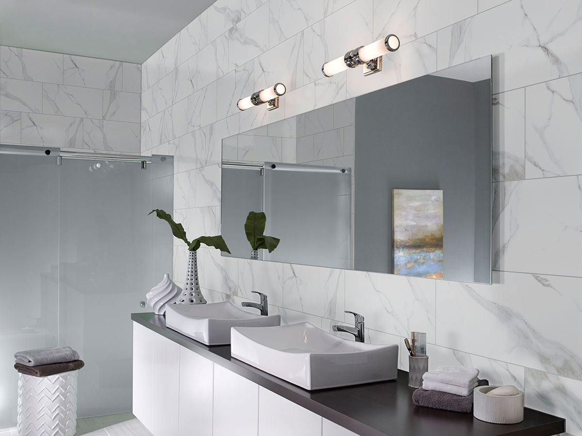 Dymo Statuary 12x24 Glossy Large Format Tile — installed (view 2)
