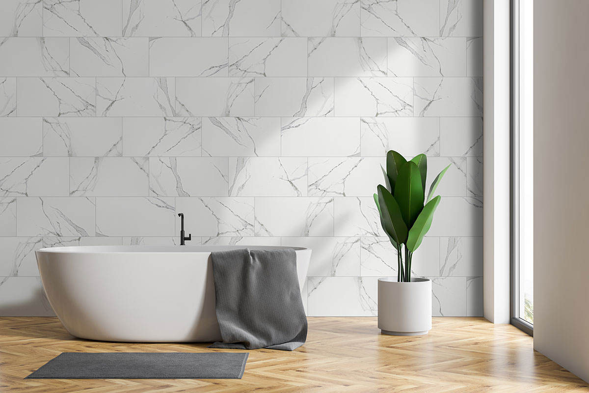 Dymo Statuary 12x24 Glossy Large Format Tile — installed (view 3)
