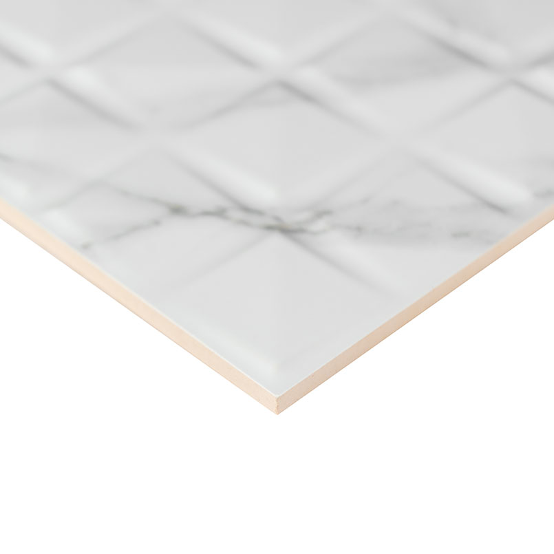 Dymo Statuary Chex White 12x24 Glossy Large Format Tile Ceramic in a kitchen