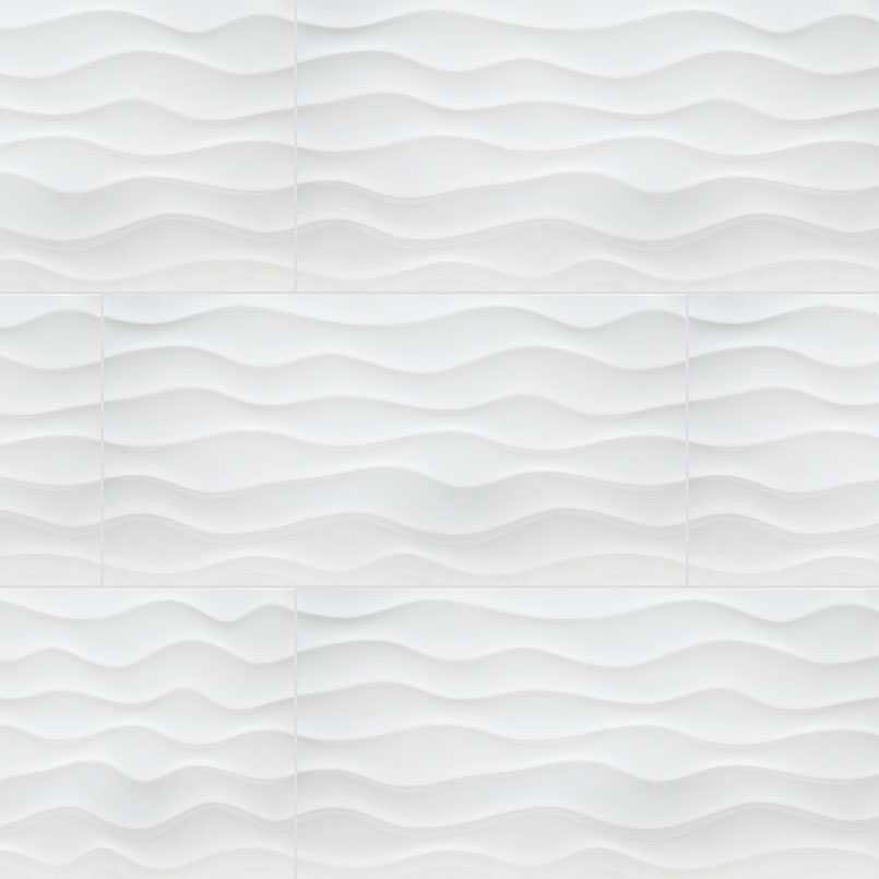 Dymo Statuary Stripe White 12x24 Glossy Large Format Tile in a kitchen