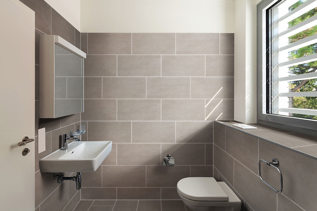 Gridscale Gris Ceramic Tile — installed (view 2)
