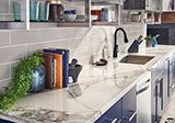 Portico Pearl Subway Tile 4x12 Mosaic Tile in a kitchen