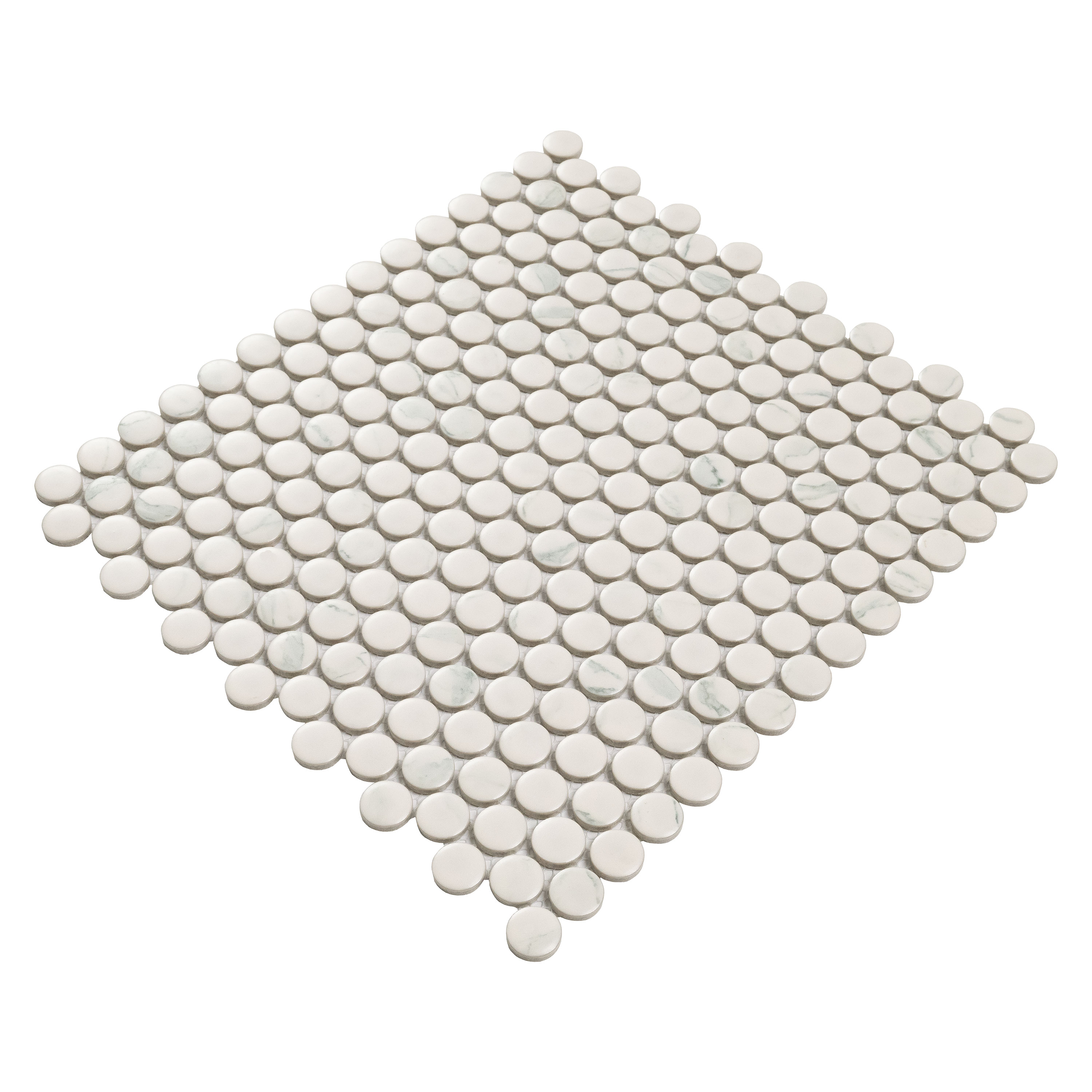 Carrara Matte Penny Round  in a kitchen