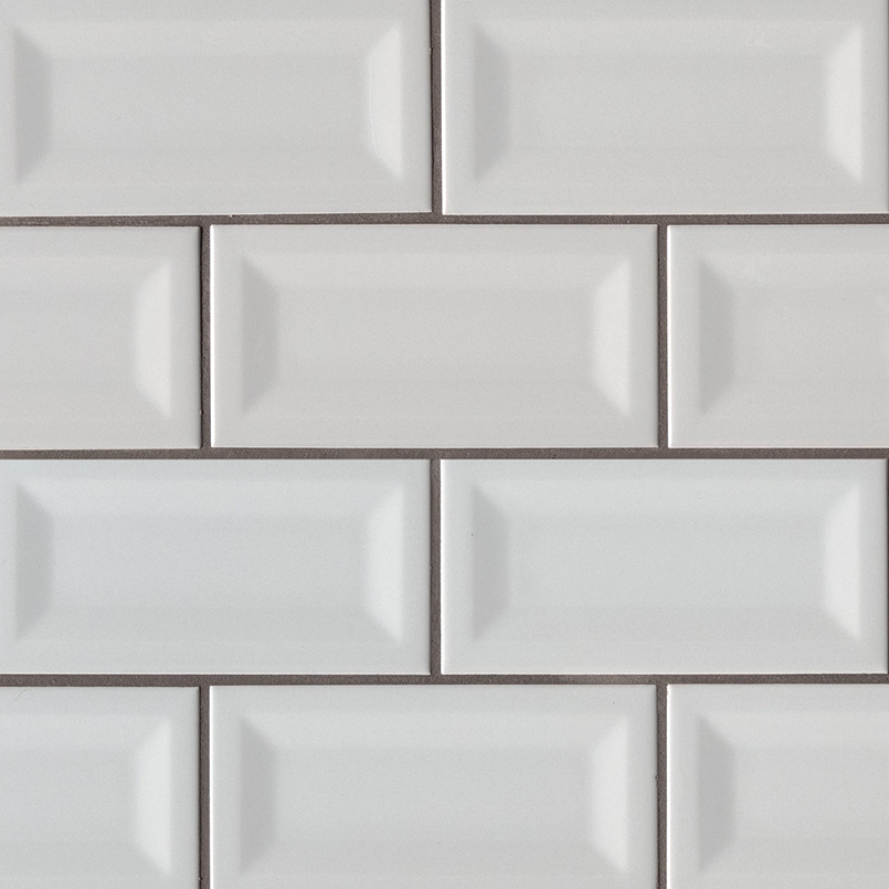 Gray Glossy 3x6 Inverted Beveled  in a kitchen