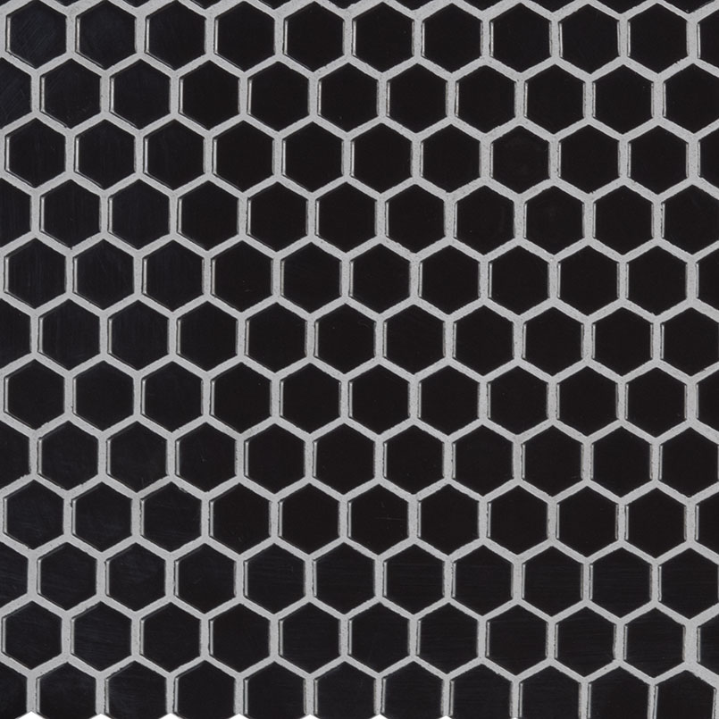 Retro Nero 1 Hexagon 6mm Glossy  in a kitchen