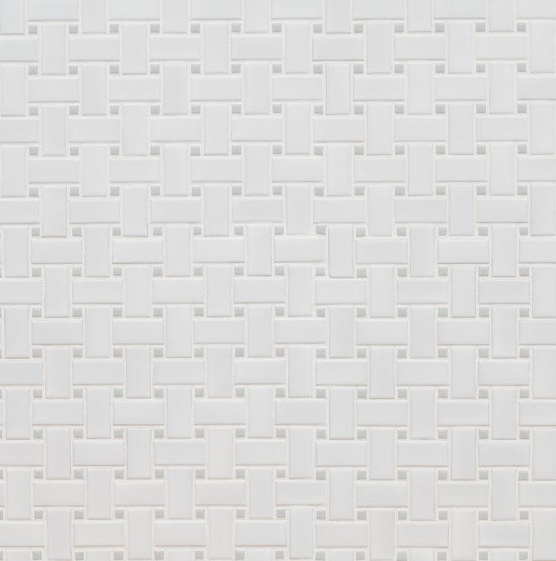 White And Gray Matte Basketweave 6mm  in a kitchen
