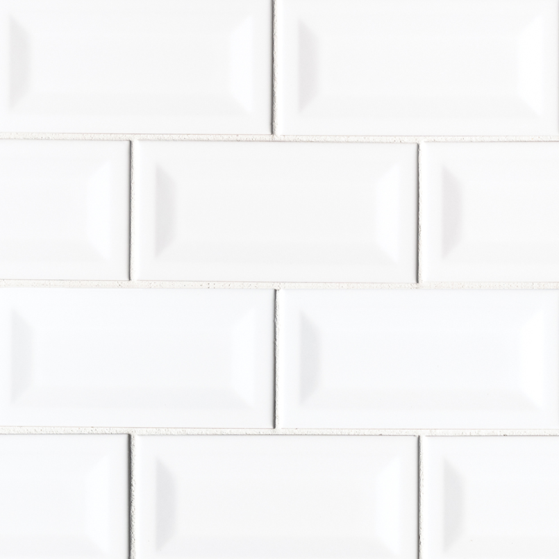 White Glossy 3x6 Inverted Beveled  in a kitchen