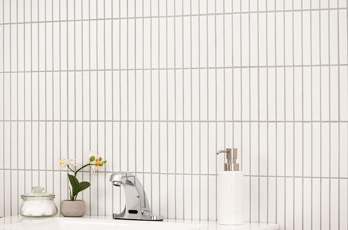 White Matte 1x6 Stack Pattern — installed (view 2)