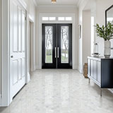 Greecian White 2"Hexagon Polished in a kitchen