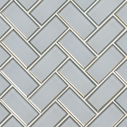 Ice Bevel Glass Tile 4x12 in a kitchen