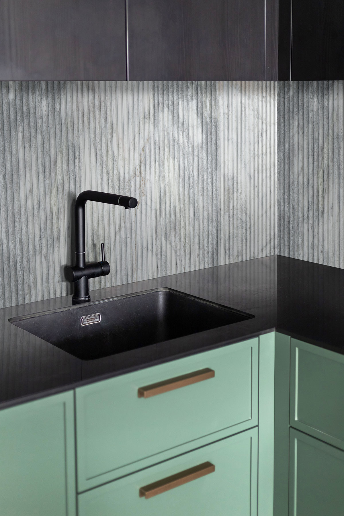 Capri Blue Milano Ribbo 12x24 Honed — installed in a kitchen (scene 1256)