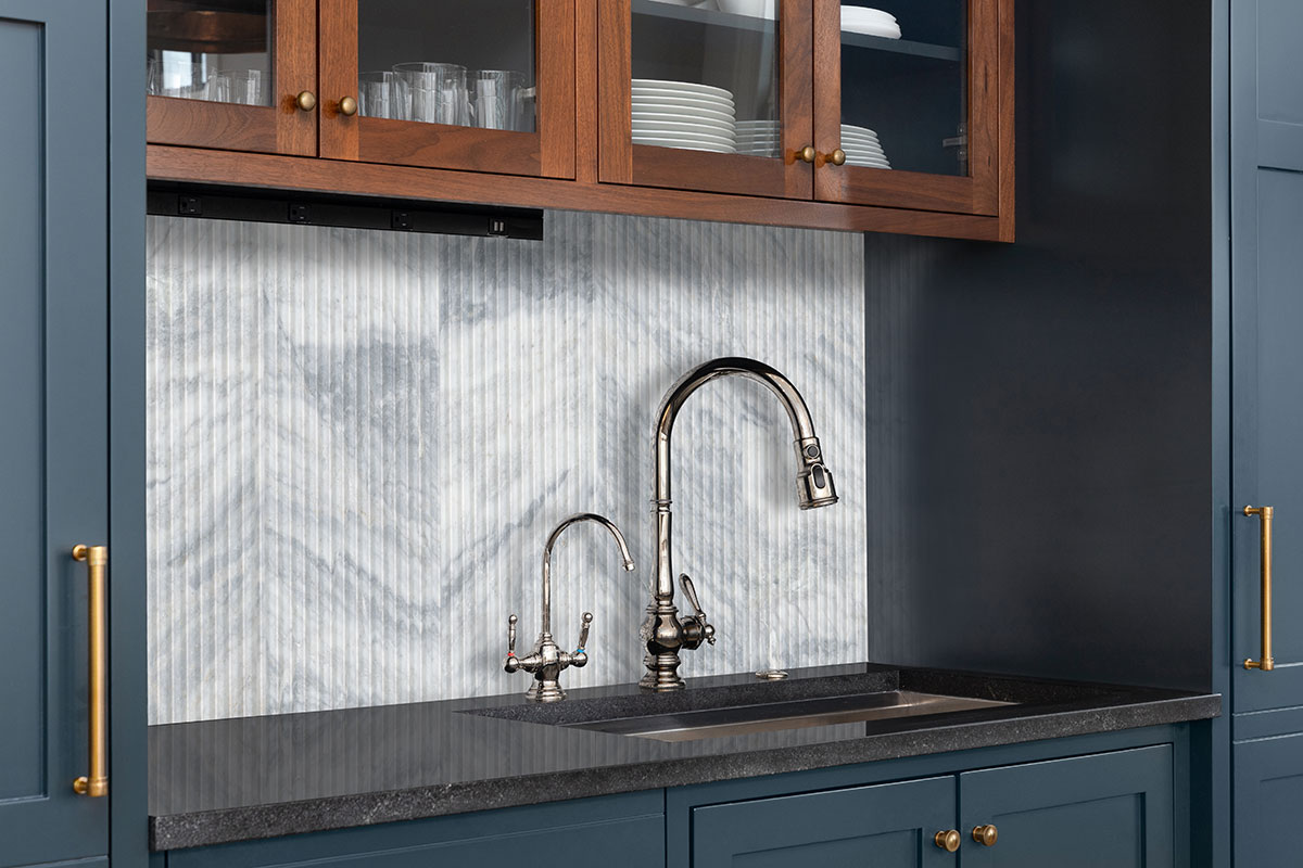 Capri Blue Valentino Fluto 12x24 Honed — installed in a kitchen (scene 1255)
