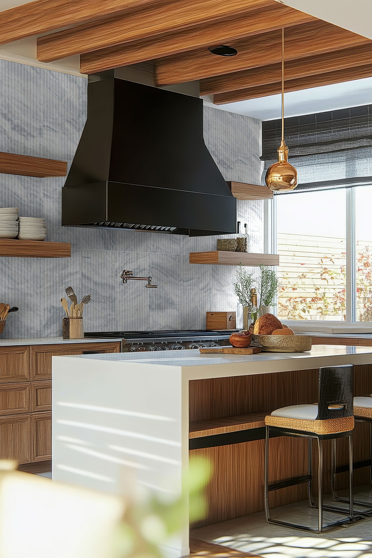 Capri Blue Valentino Fluto 12x24 Honed — installed in a kitchen (scene 1247)