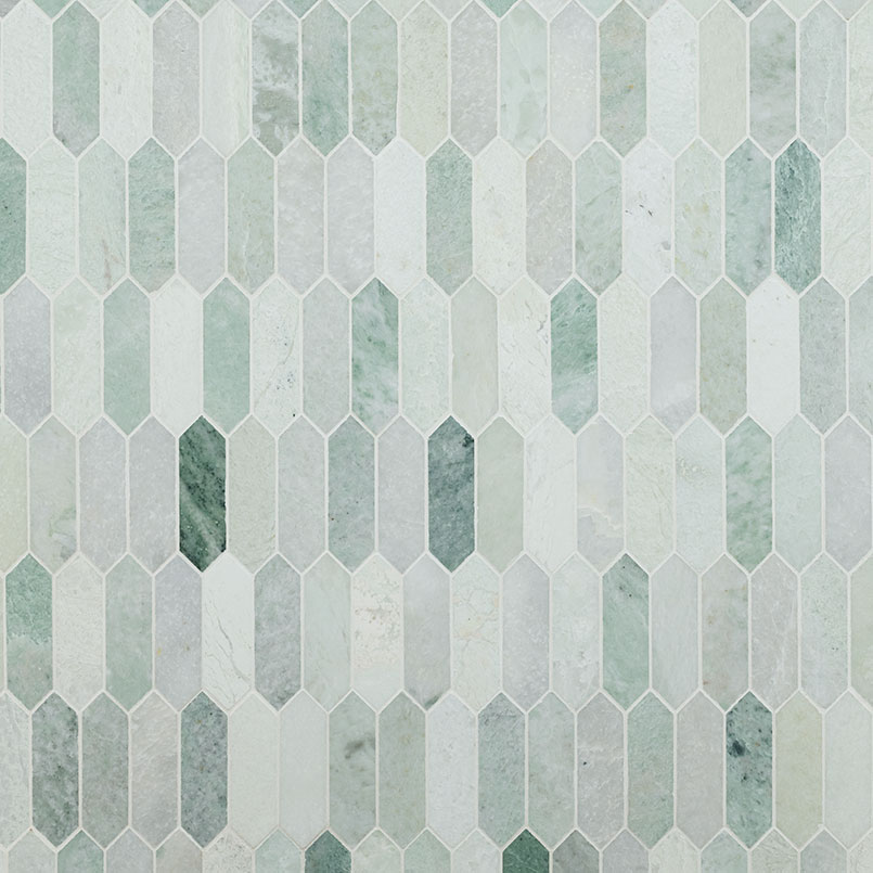 Icelandic Green Picket Polished Natural Marble in a kitchen