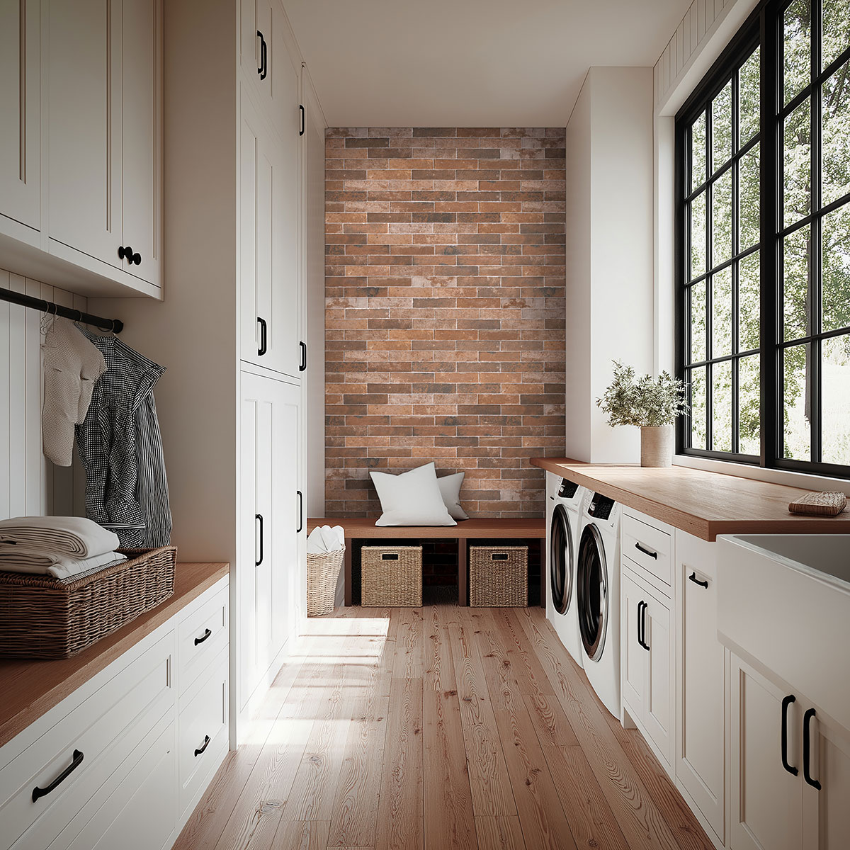 Brickstone Red 2x10 — installed in a laundry room (scene 0088)