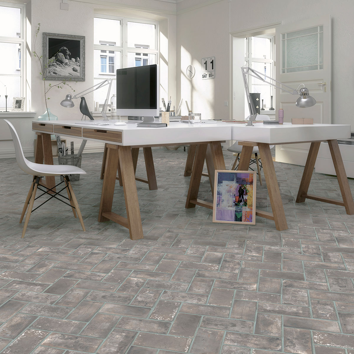 Brickstone Taupe 5x10 — installed (view 1)