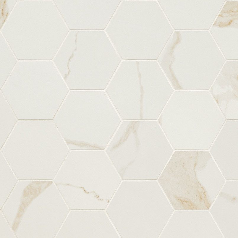 calacatta Porcelain in a kitchen