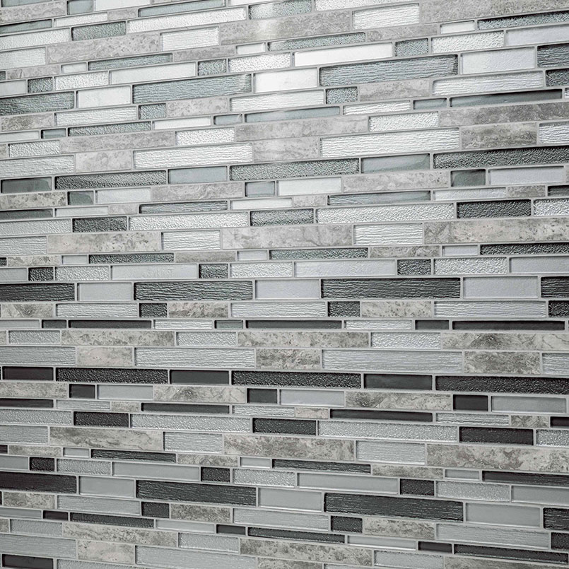 Smoky Alps Interlocking 8mm Porcelain in a kitchen