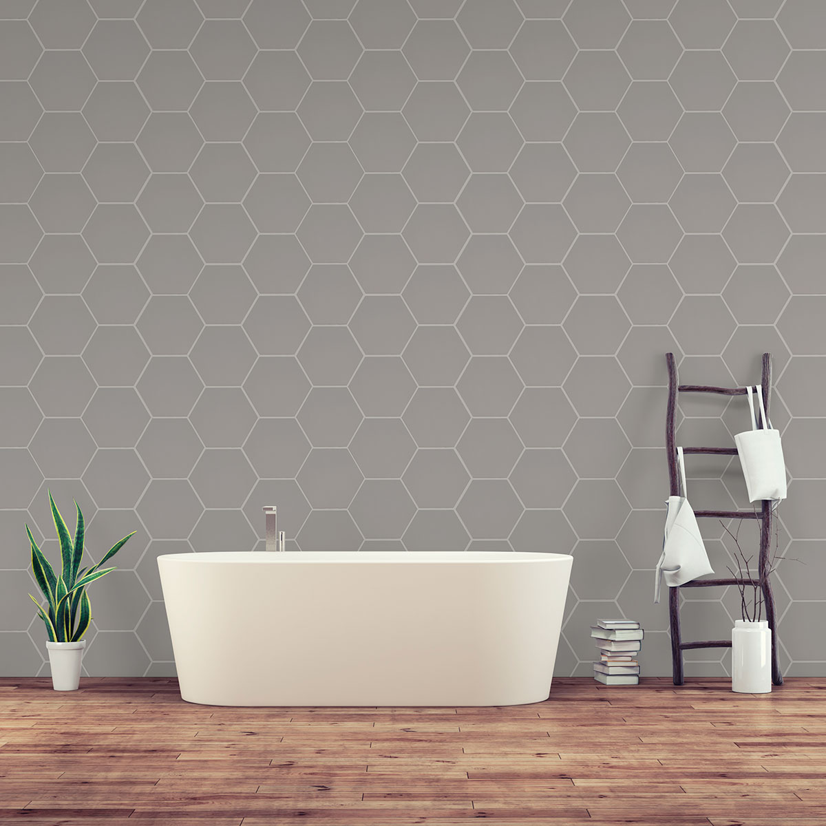 Dove Hexagon Tile countertop installed