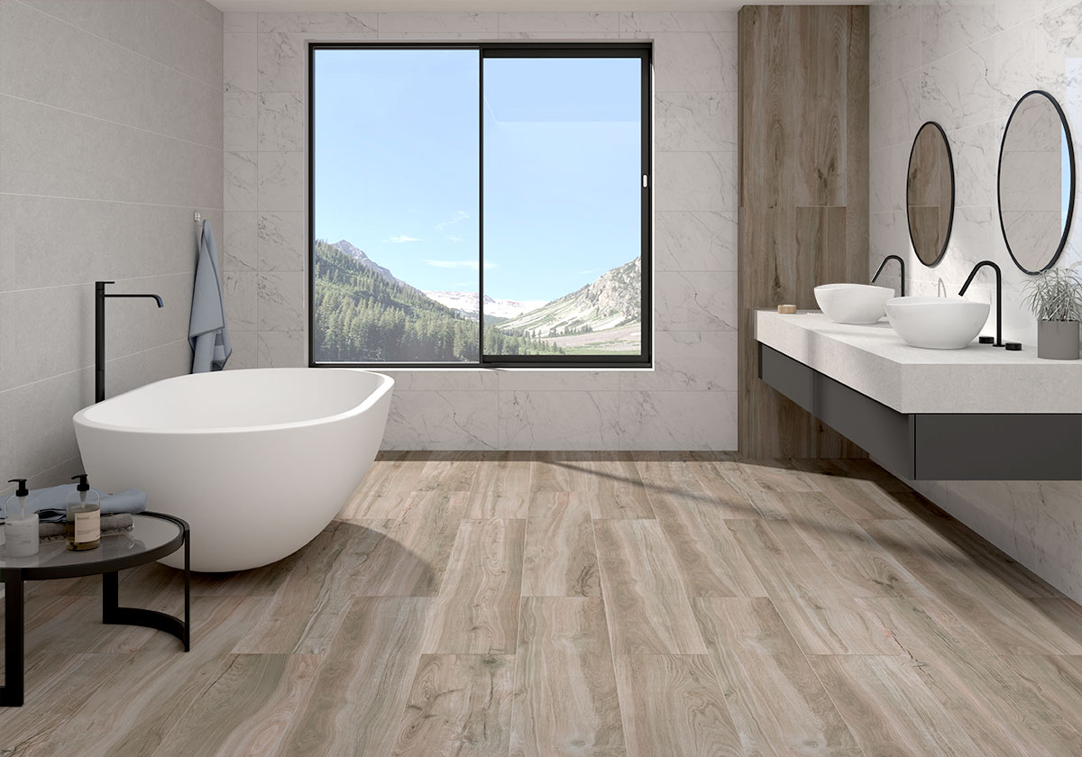 Carrara Bianco — installed (view 2)