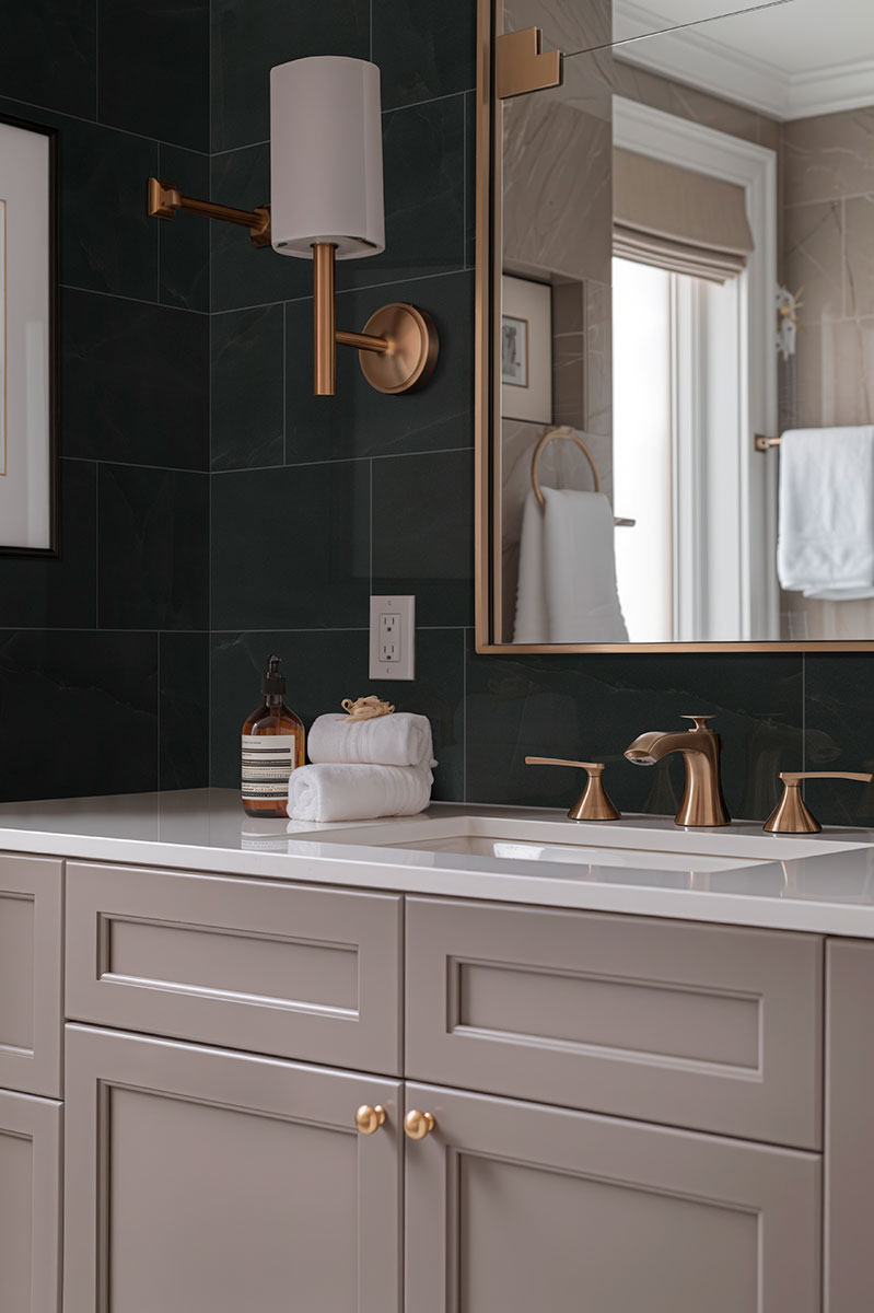 Midnight Agate countertop in a bathroom