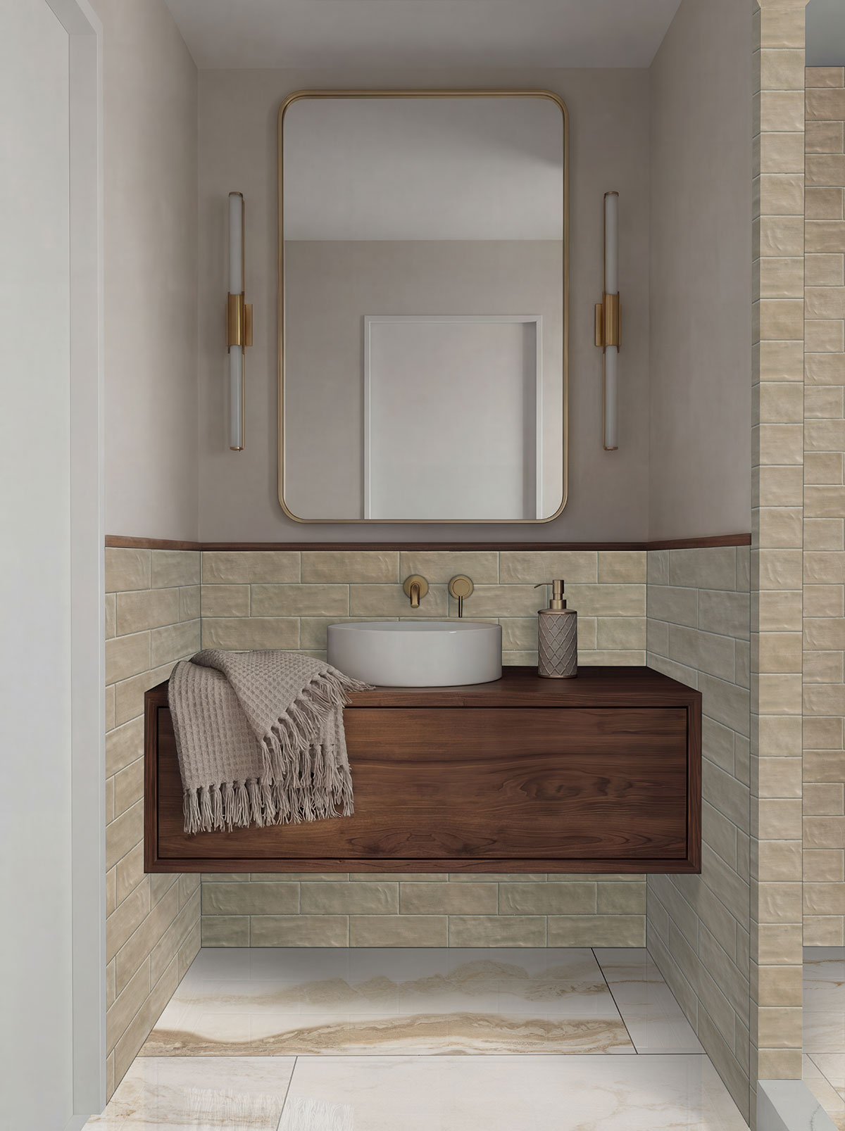 Sierra Umber 4x12 Matte — installed in a bathroom (scene 1250)