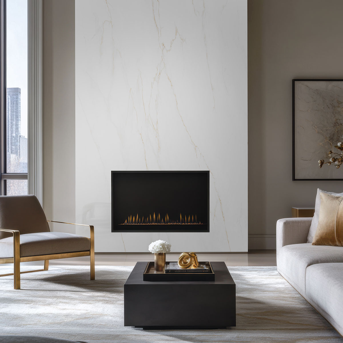 Calacatta Corrinna countertop in a living room