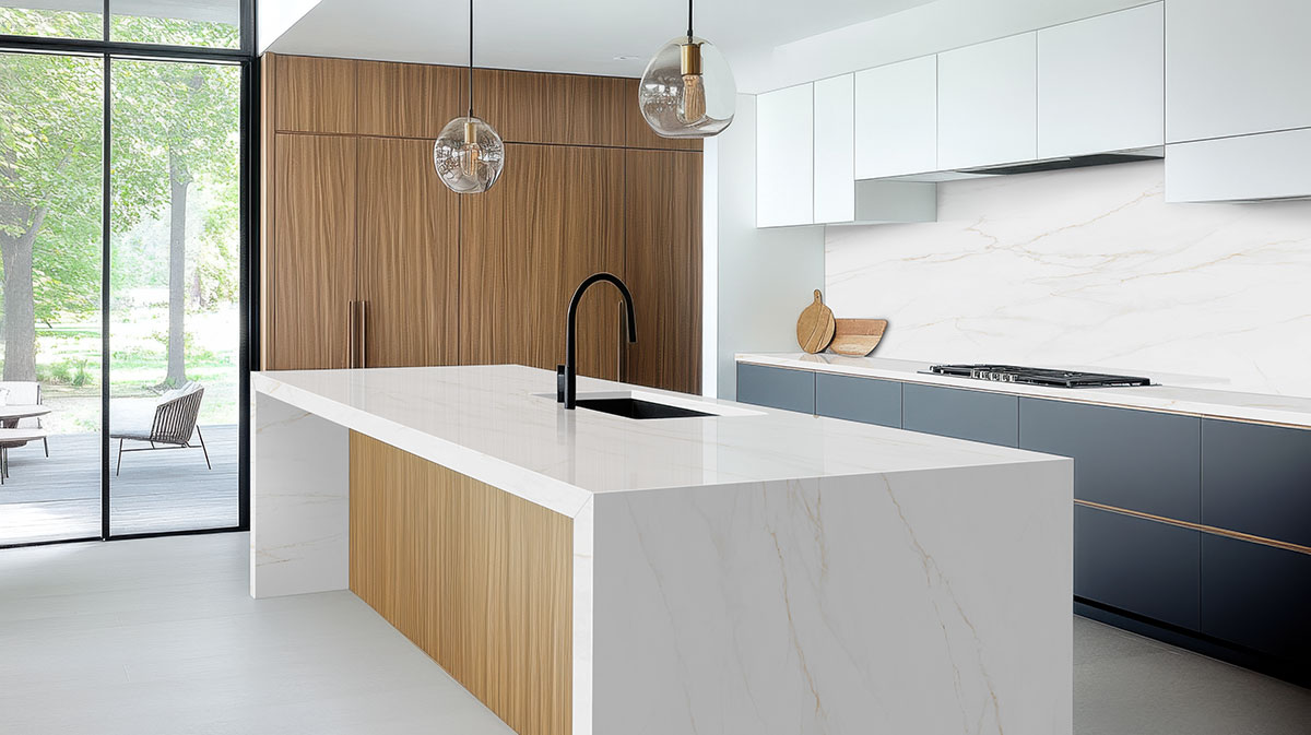 Calacatta Corrinna — installed in a kitchen (scene 1429)