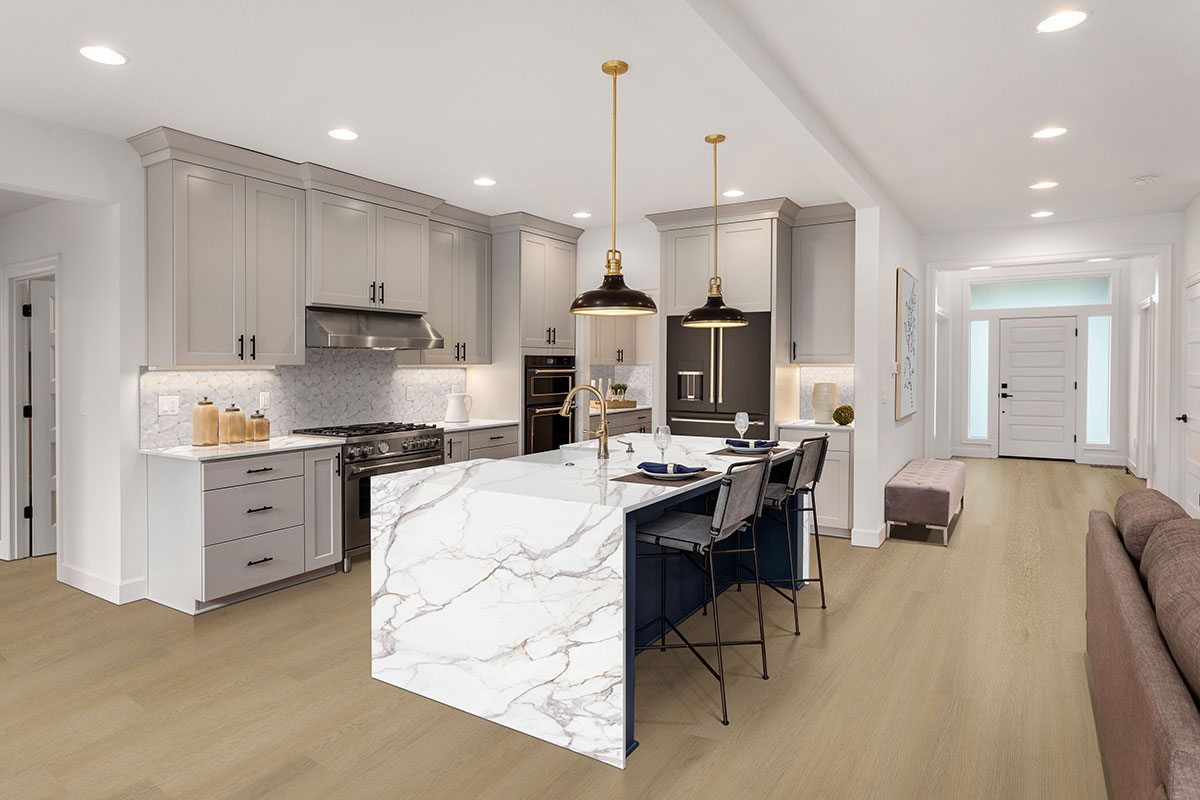 Calacatta Fiorella — installed in a kitchen (scene 0570)