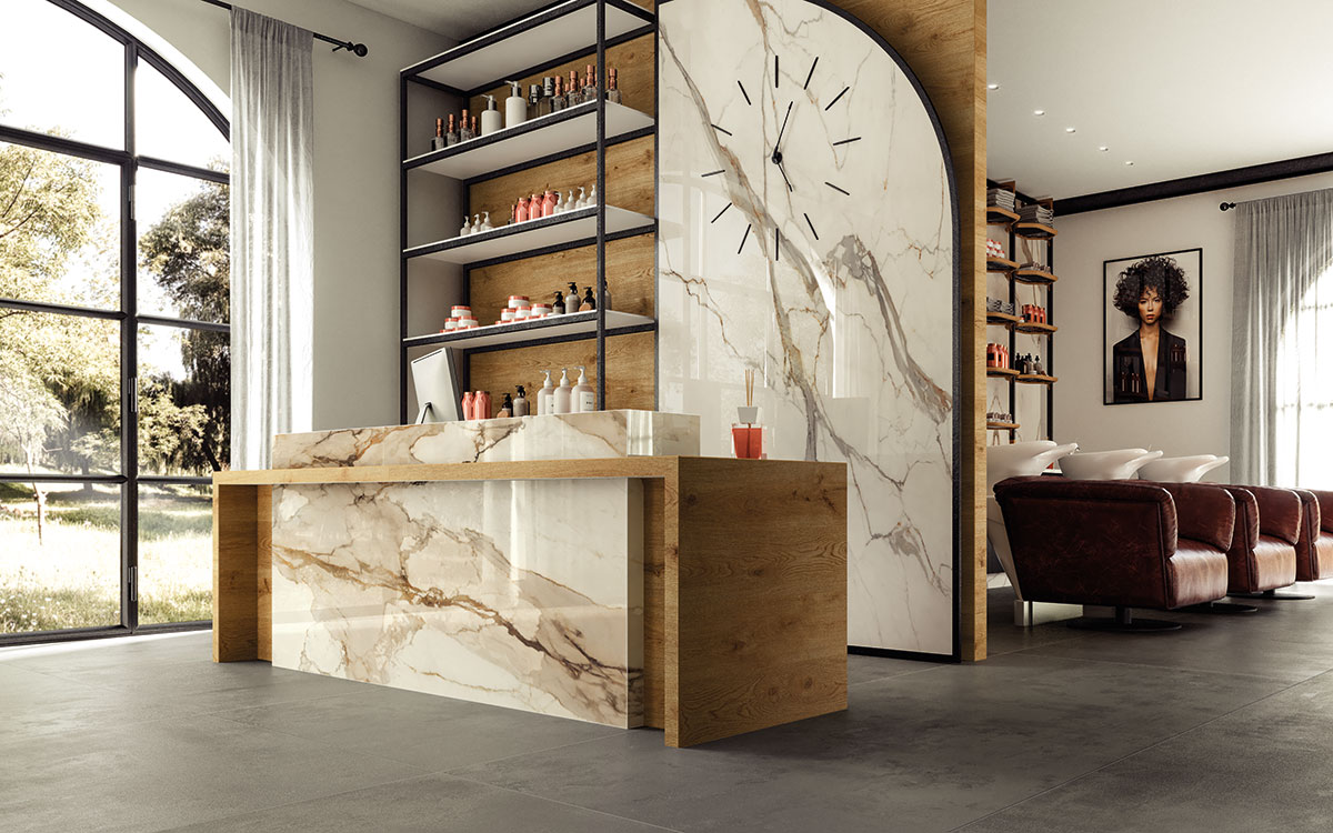 Calacatta Marbella Polished — close-up in a kitchen (scene 0156)