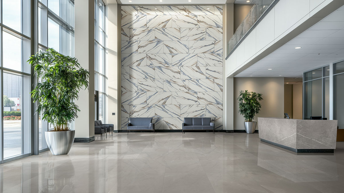 Pietra Grigio — installed in a commercial space (scene 0268)
