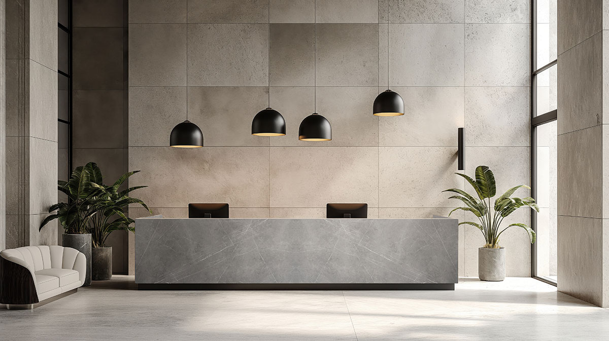 Pietra Grigio — installed in a commercial space (scene 0169)