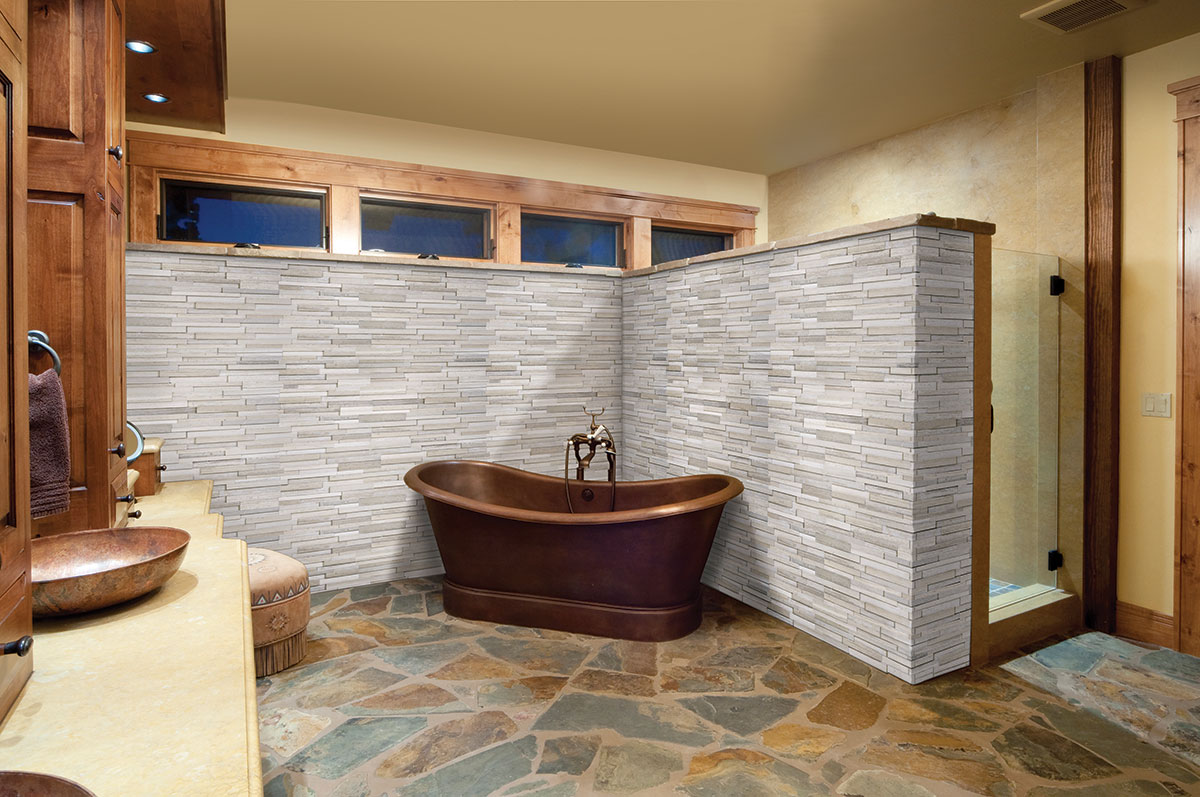 Gray Oak 3D Honed — installed in a bathroom (view 1)