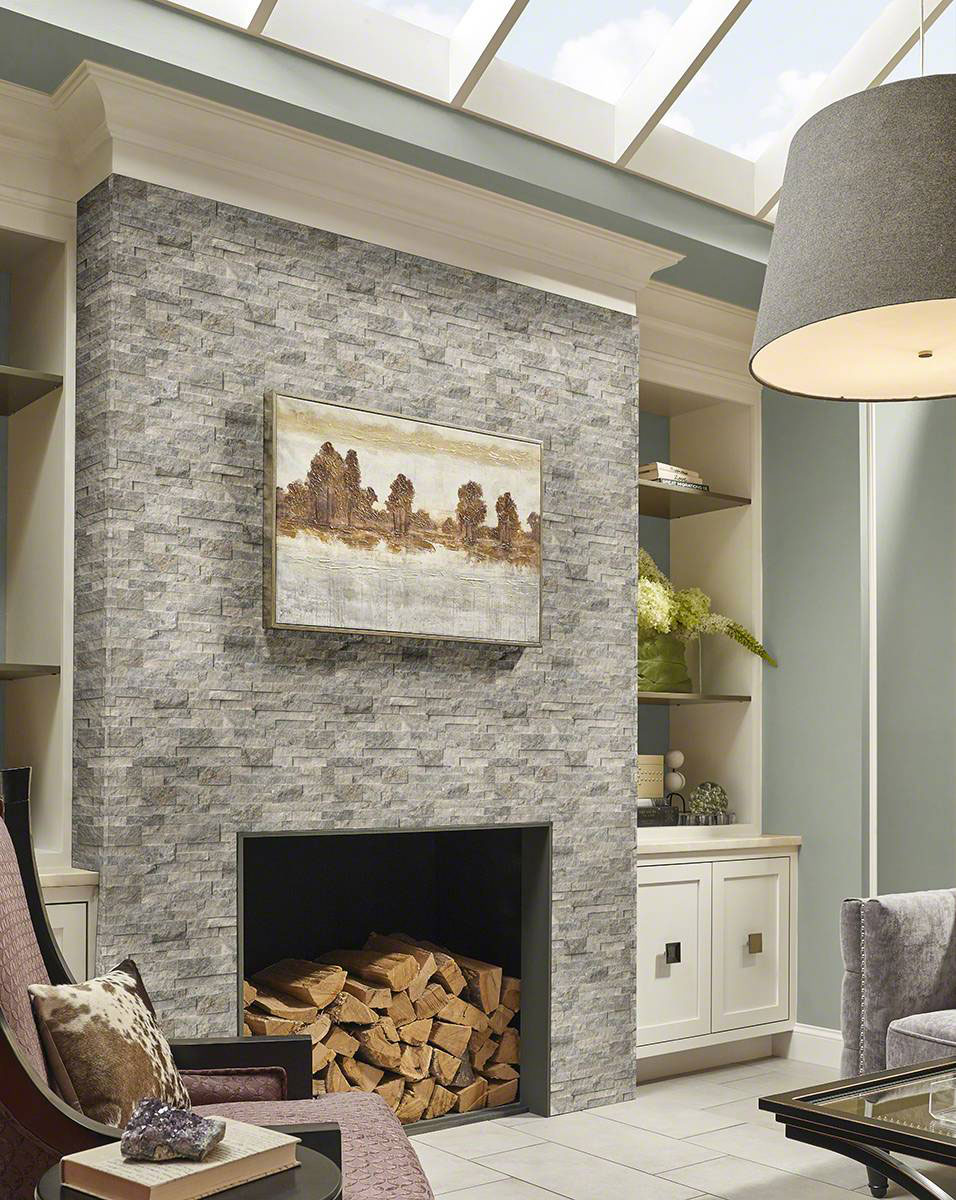 Silver Travertine — installed (view 3)