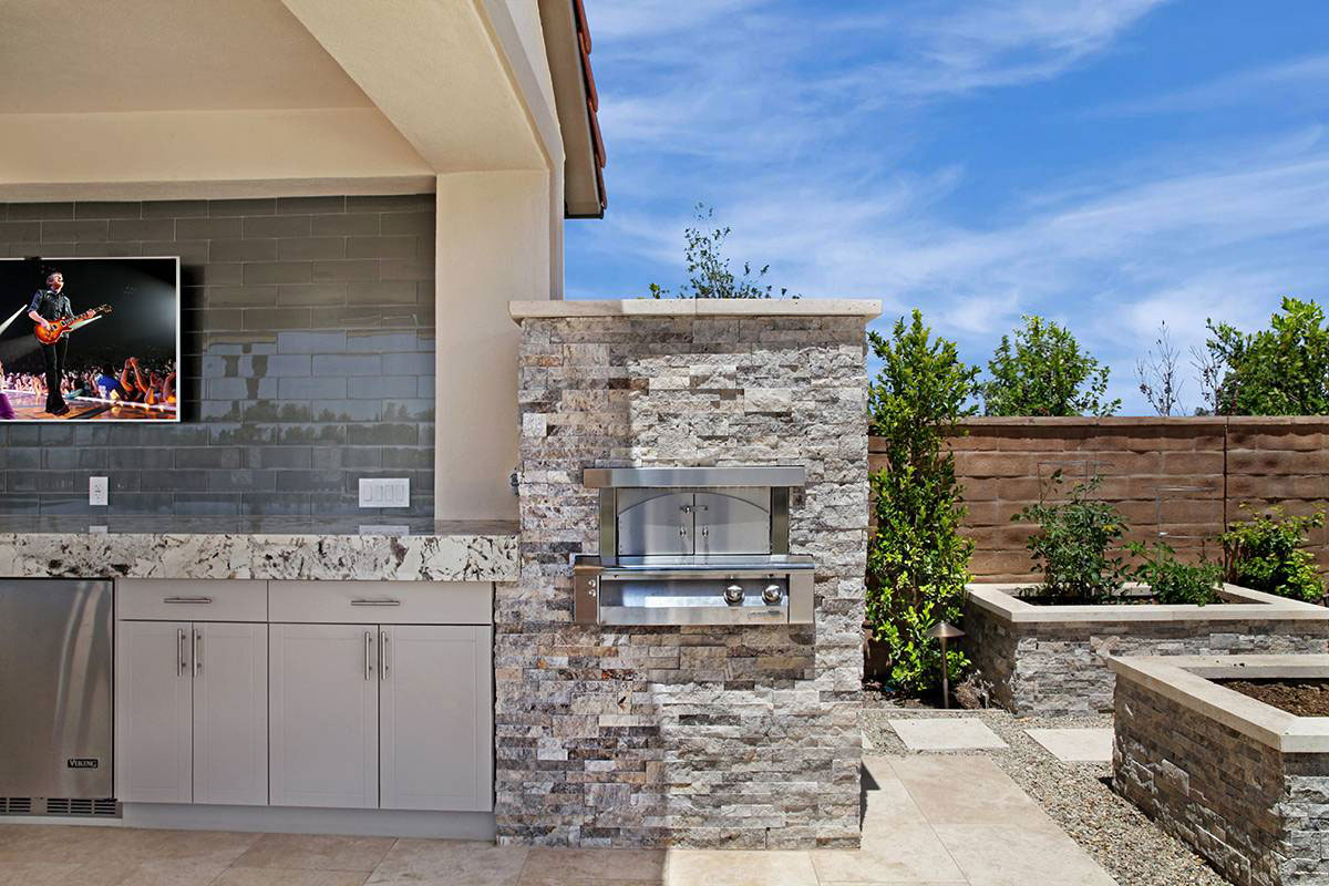 Silver Travertine — installed (view 1)