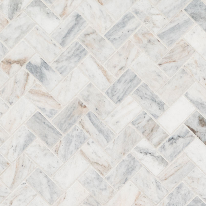 Capri Blue 1x2 Herringbone Honed Subway Tile swatch