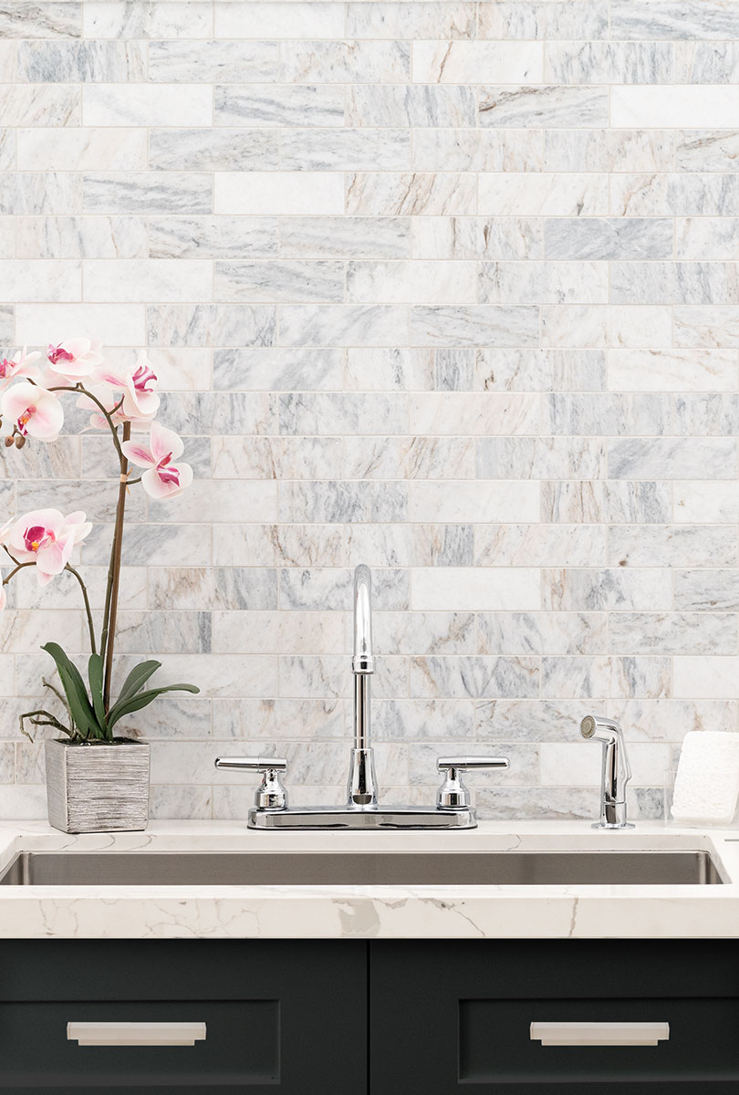 Capri Blue Honed Subway Tile 2x6 — installed (view 2)