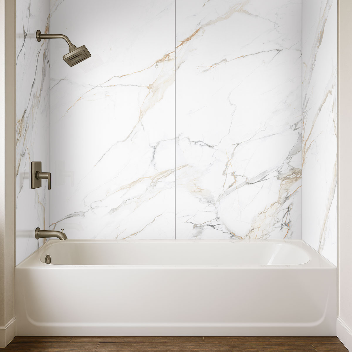 Calacatta Golden Mist — installed in a bathroom (scene 1132)