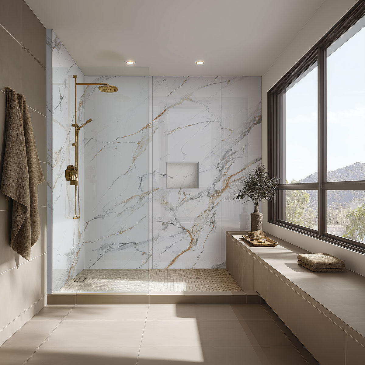 Calacatta Golden Mist — installed in a bathroom (scene 1136)