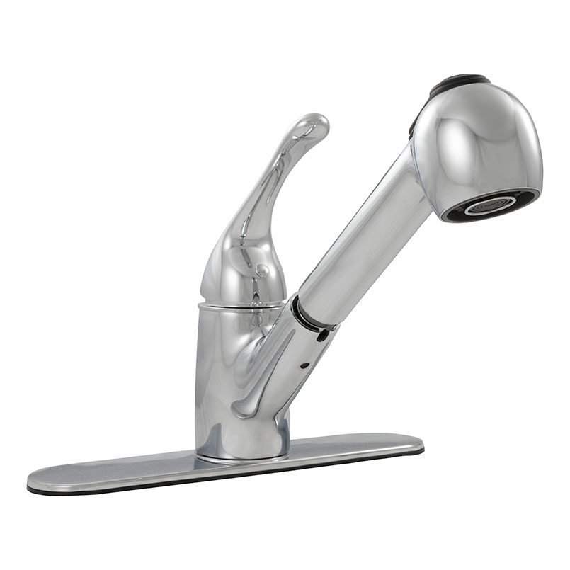 1-Handle Pull-Out Sprayer Kitchen Faucet - 803 Chrome slab, full view