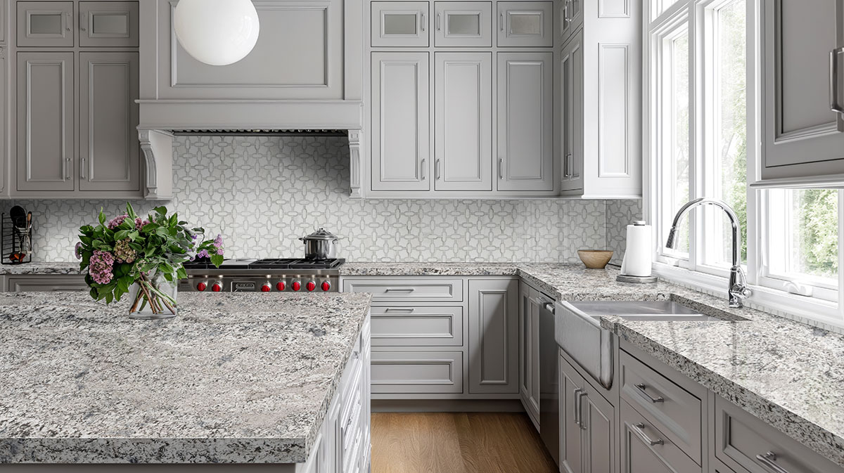 Mirage White — installed in a kitchen (scene 1032)