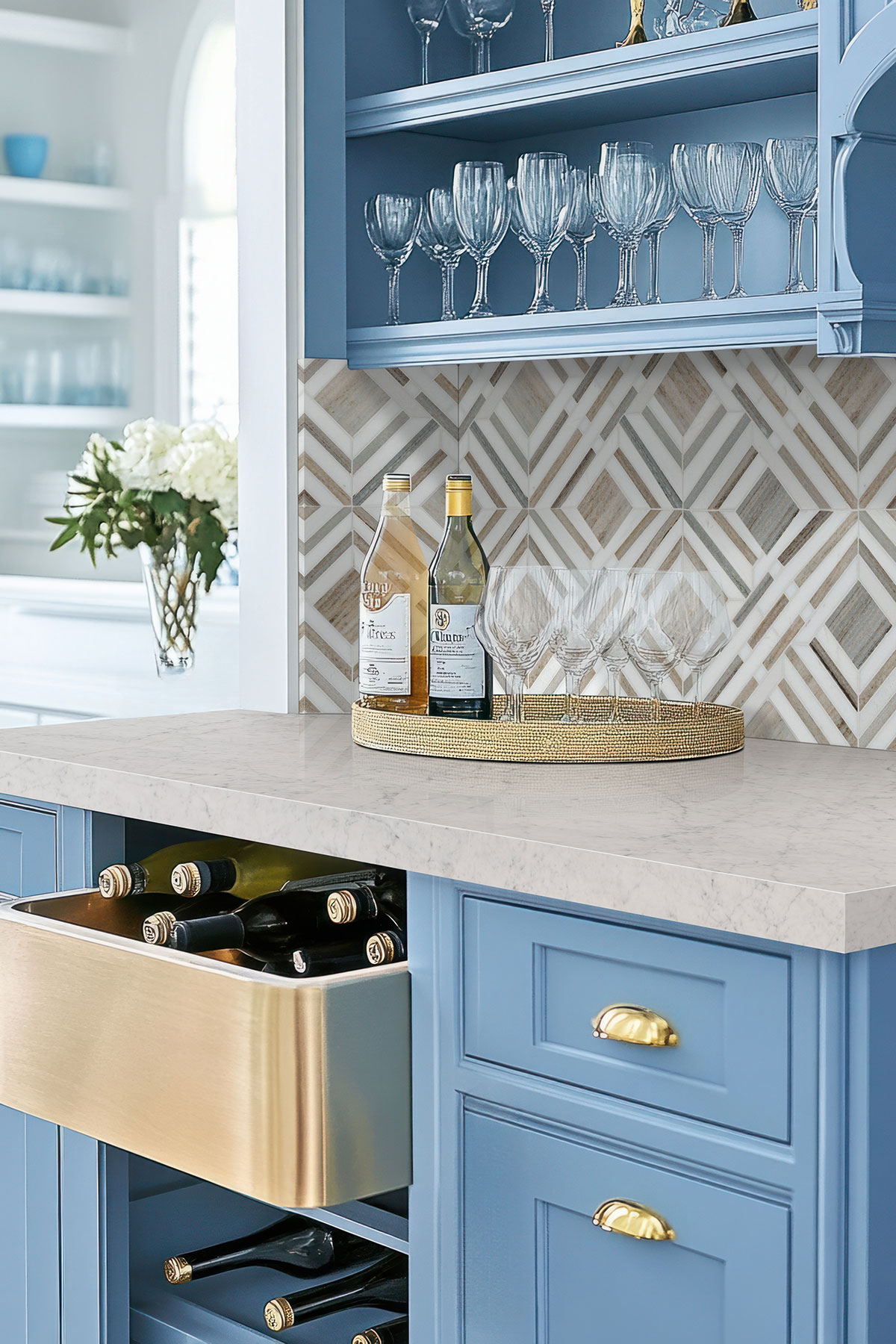 Carrara White — installed in a kitchen (scene 1339)