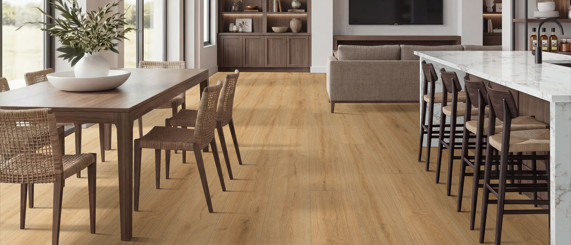 Calacatta Cinela Quartz countertop in a living room — view 2