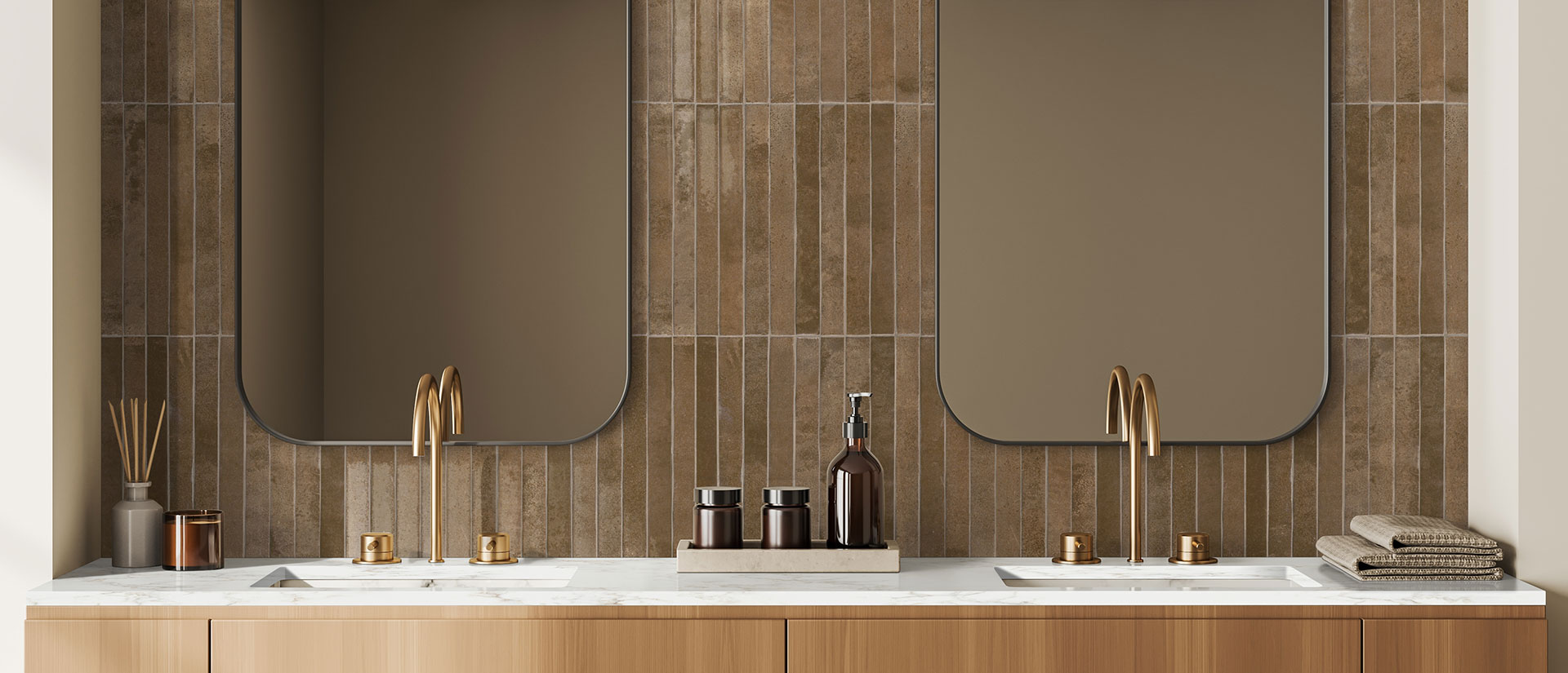 Calacatta Cinela Quartz countertop in a bathroom — view 3