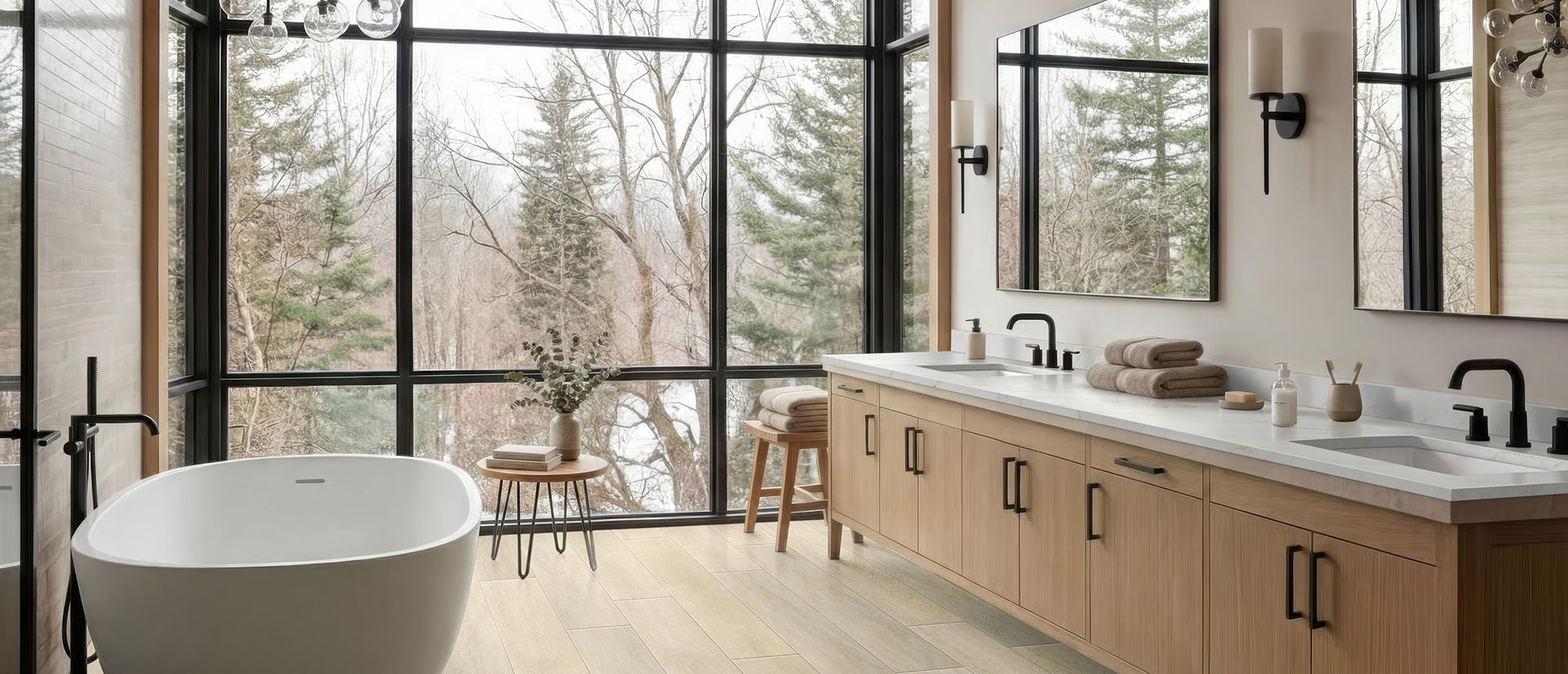 Calacatta Premata Quartz countertop in a bathroom — view 2