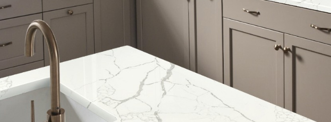 Calacatta Valentin Quartz countertop in a kitchen