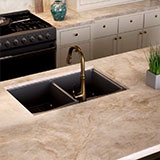 madreperola Natural Quartzite in a kitchen